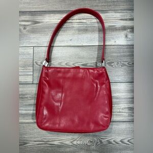 Charter Club Red Faux Leather Shoulder Bag W/ Magnetic Snap Closure